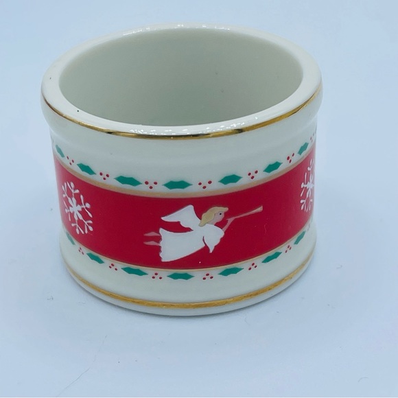 Vintage Christmas set of 4 Napkin Rings angel snowflake holly - Picture 9 of 9